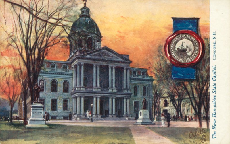 A New Hampshire-i Állami Capitolium, Concord, New Hampshire (színes litográfia) alkotó: American School