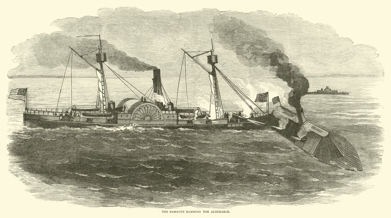 A Sassacus döngölve az Albemarle-t, 1864. október alkotó: American School