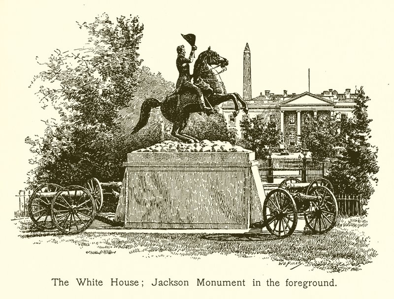 A fehér Ház; Jackson emlékmű az előtérben alkotó: American School