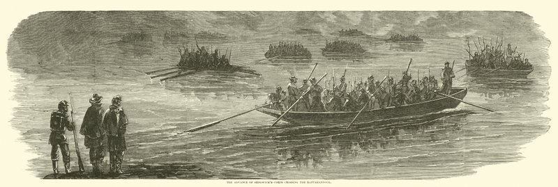 A Sedgwicks hadtest előrenyomulása a Rappahannockon, 1863. április alkotó: American School
