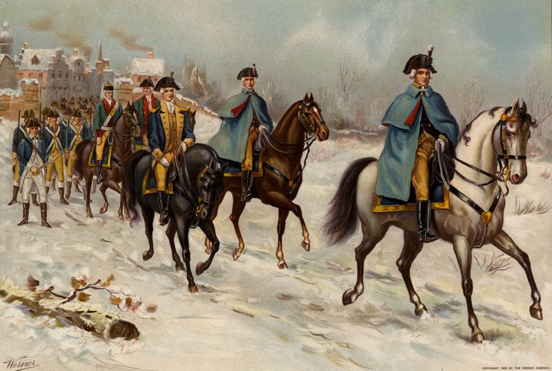 Amerikai hadsereg, főparancsnok, törzstiszt, ezredes és a Rhode Island-i első kontinentális gyalogság közlegénye alkotó: American School