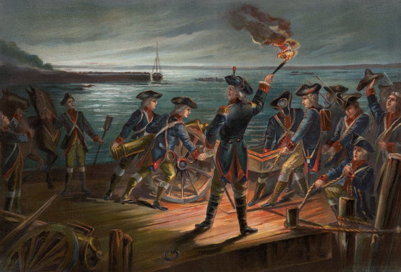 Amerikai hadsereg, tüzérségi visszavonulás Long Islandről alkotó: American School
