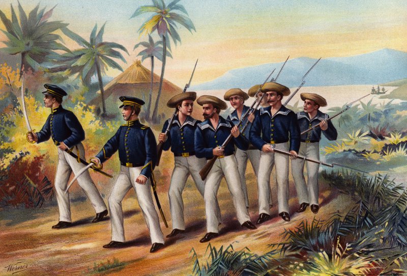 US Navy, hadnagy, tengerészgyalogos és fegyveres tengerészek alkotó: American School