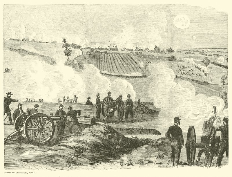 Szakszervezeti állás a központ közelében, gettysburgi csata, 1863. július 2., július 2 alkotó: American School