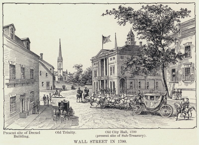Wall Street 1700-ban (litho) alkotó: American School