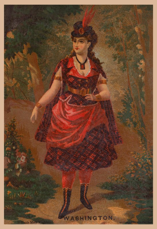 Nő pirosban (chromolitho) alkotó: American School