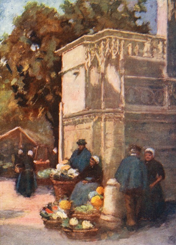 XII. Lajos szökőkút, Blois (színes litográfia) alkotó: Amy B. Atkinson