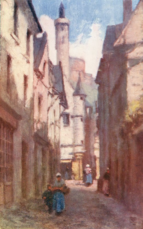 Rue du Grand Carroi, Chinon (színes litográfia) alkotó: Amy B. Atkinson