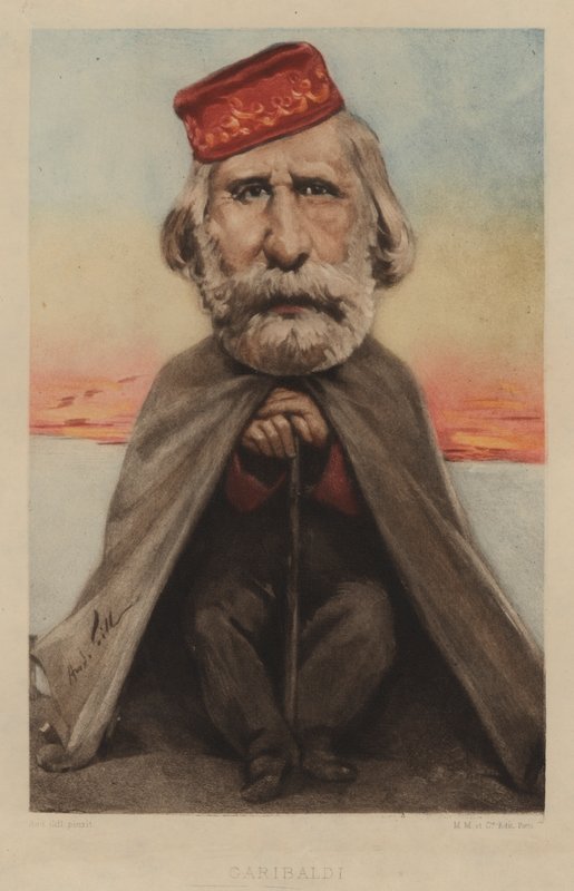Giuseppe Garibaldi, olasz katona, politikus és nacionalista. alkotó: Andre Gill