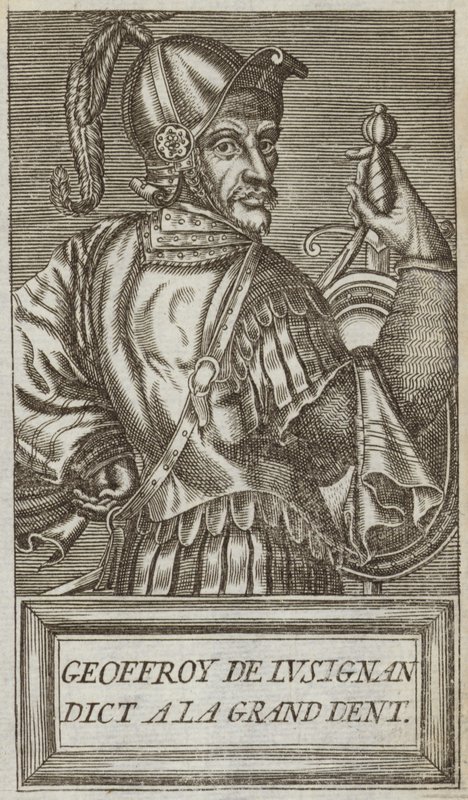 Geoffrey of Lusignan, Jaffa és Ascalon grófja, Vouvant és Montcontour és Soubise Mervent ura, illusztráció a „Kitűnő férfiak portréi és életei” című könyvből, 1584 alkotó: Andre Thevet