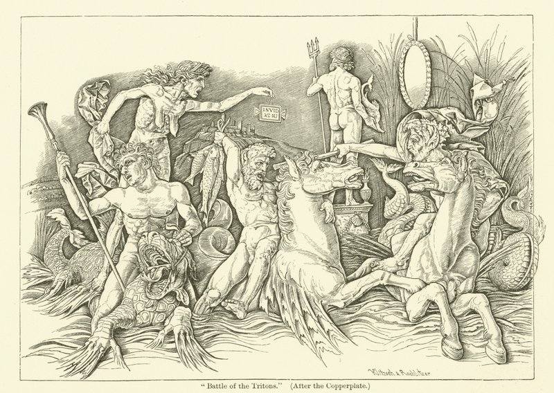 Tritonok csatája (metszet) alkotó: Andrea (after) Mantegna