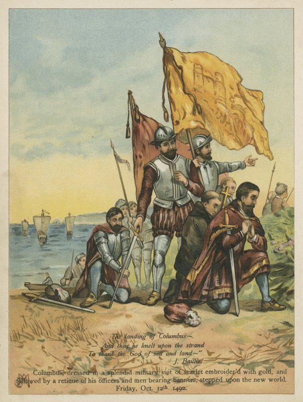 Kolumbusz megérkezik az Újvilágba (chromolitho) alkotó: Andrew Melrose