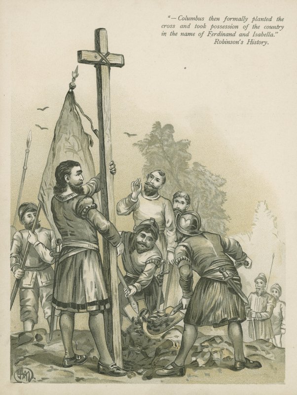Kolumbusz az Újvilágot Spanyolország számára (chromolitho) alkotó: Andrew Melrose