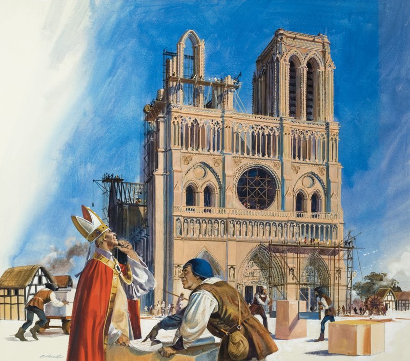 Notre Dame (gouache, papír) alkotó: Andrew Howat