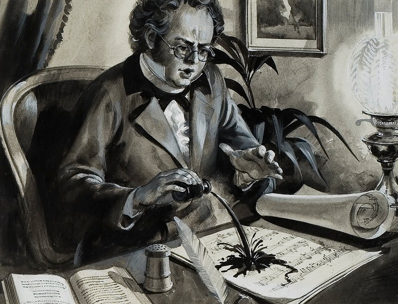 Franz Schubert portréja (gouache, papír) alkotó: Andrew Howat
