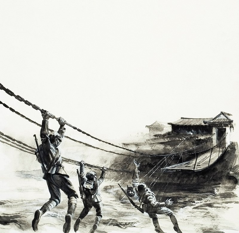 A Luding-híd csatája (gouache, papír) alkotó: Andrew Howat