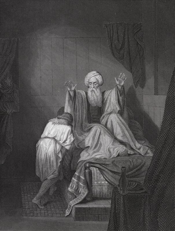 Izsák megáldja Jákobot (metszet) alkotó: Ange Louis (1815 72) (after) Janet