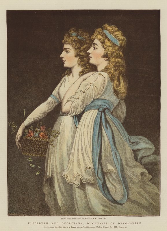 Elizabeth és Georgiana, Devonshire hercegnői (chromolitho) alkotó: Angelica Kauffmann