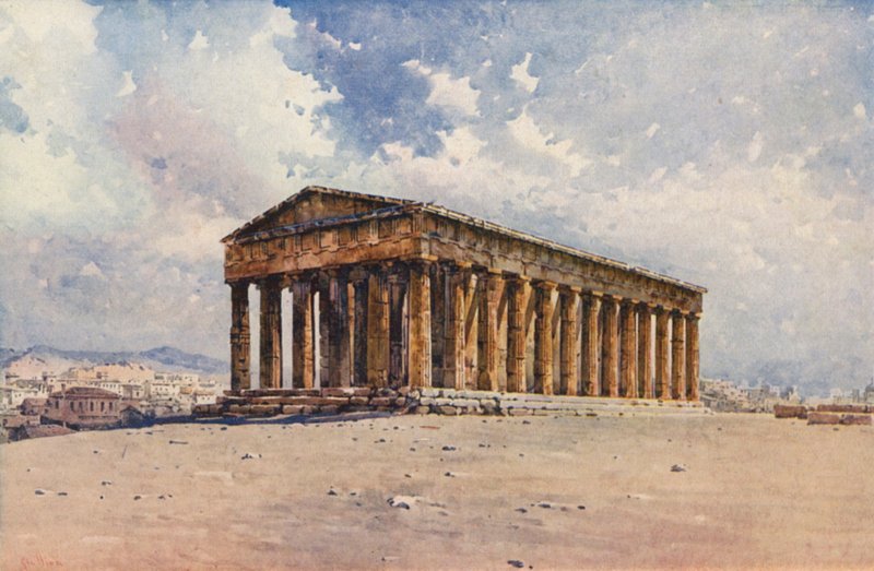 Héphaisztosz temploma, Athén (színes litho) alkotó: Angelos Giallinos