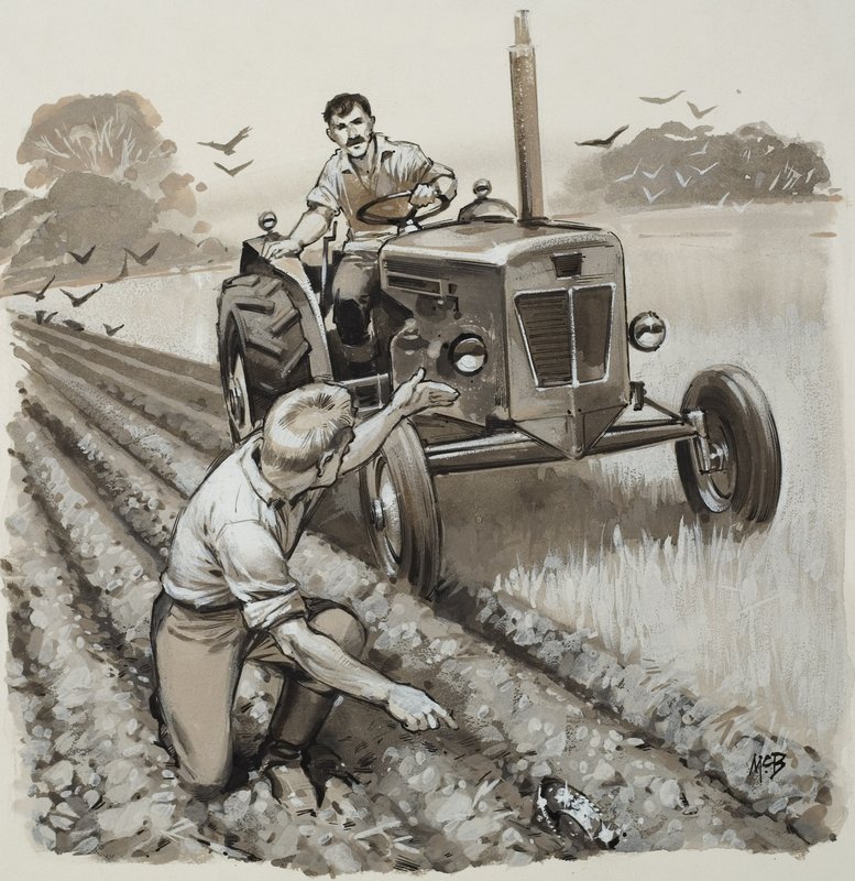 Farmer felfedez egy antik relikviát (gouache, papír) alkotó: Angus McBride