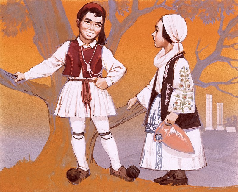 Görög gyerekek nemzeti viseletben alkotó: Angus McBride