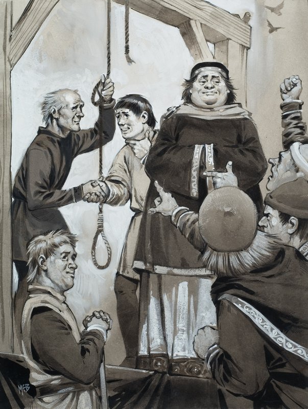 Középkori igazságszolgáltatás (gouache, papír) alkotó: Angus McBride