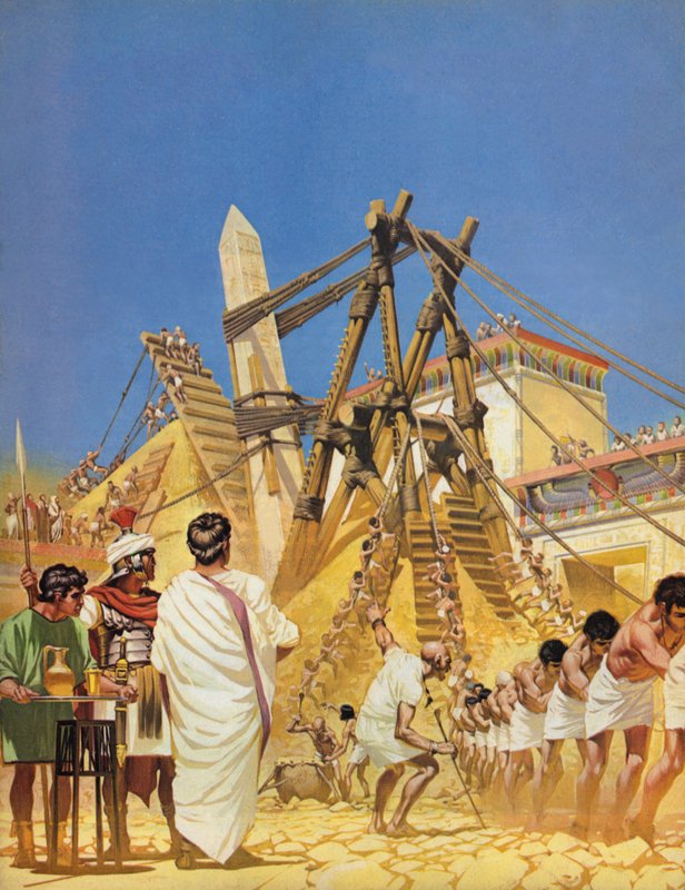 Cleopatras tű felemelése Egyiptomban (színes litográfia) alkotó: Angus McBride