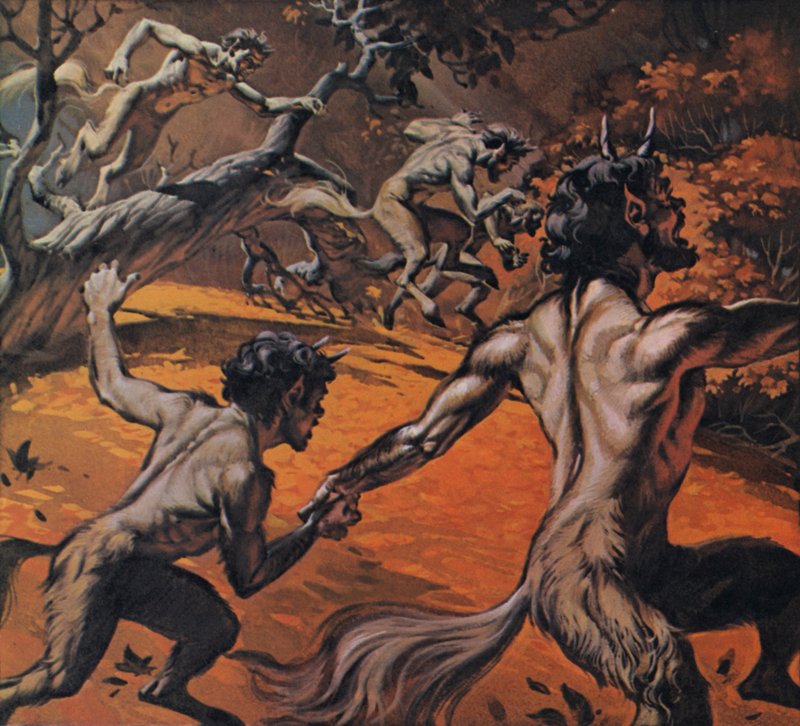 Szatírok (színes litográfia) alkotó: Angus McBride