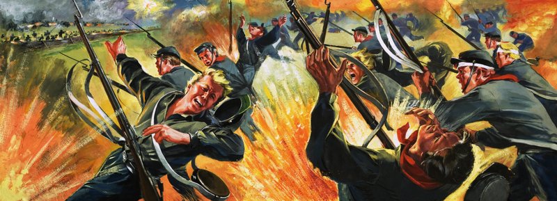 Azonosítatlan csatajelenet, valószínűleg amerikai polgárháború alkotó: Angus McBride