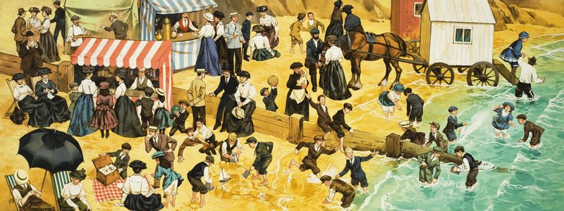 Viktoriánus vagy Edwardian Beach Scene alkotó: Angus McBride