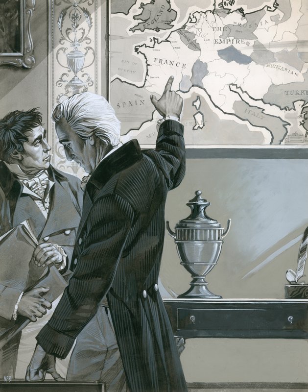 William Pitt Franciaország térképére mutatva alkotó: Angus McBride