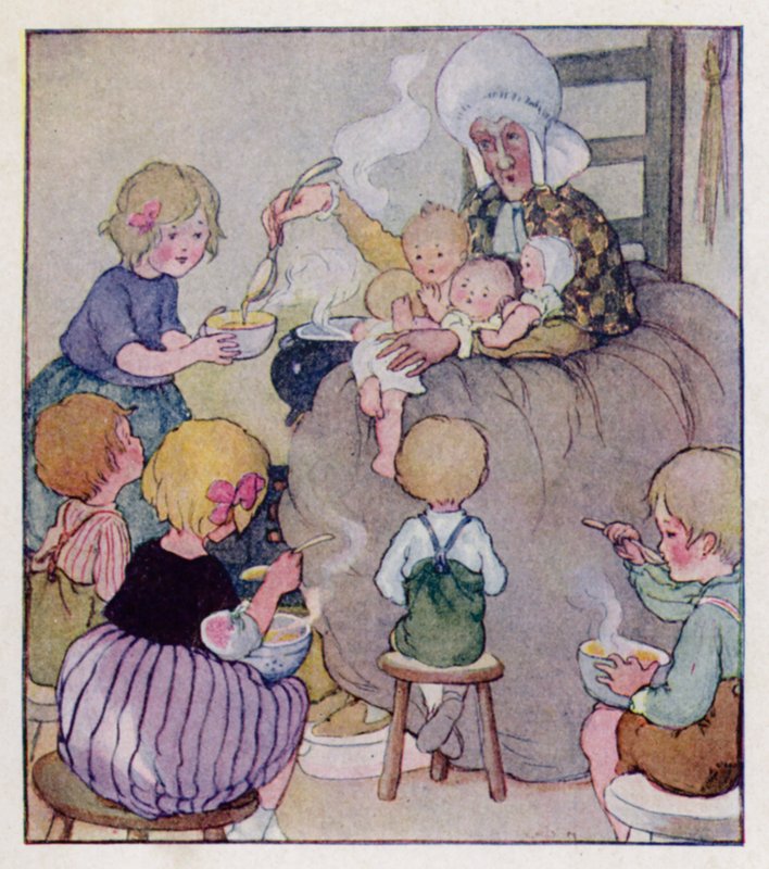 Mondóka: Volt egy öregasszony, aki cipőben élt (színes litó) alkotó: Anne (after) Anderson