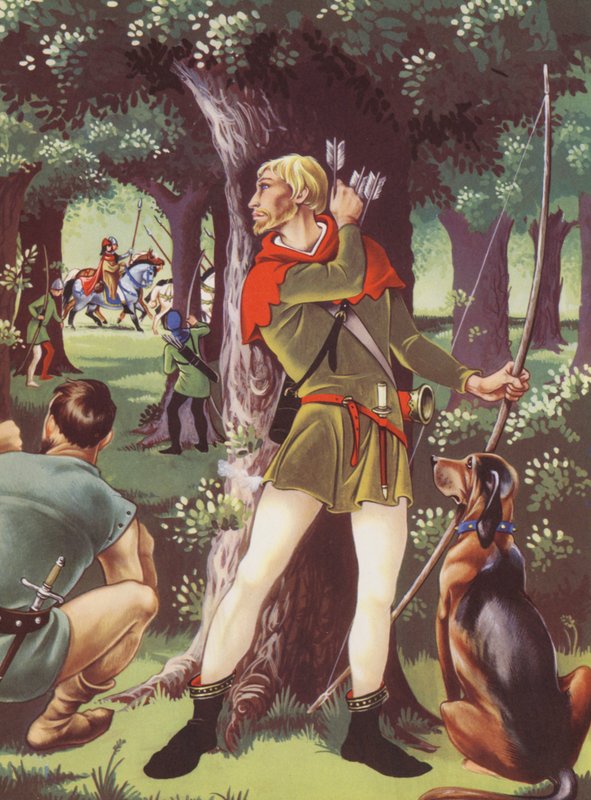 Robin Hood a sherwoodi erdőben (színes litográfia) alkotó: Anne & Johnstone Janet (1928 79) Johnstone