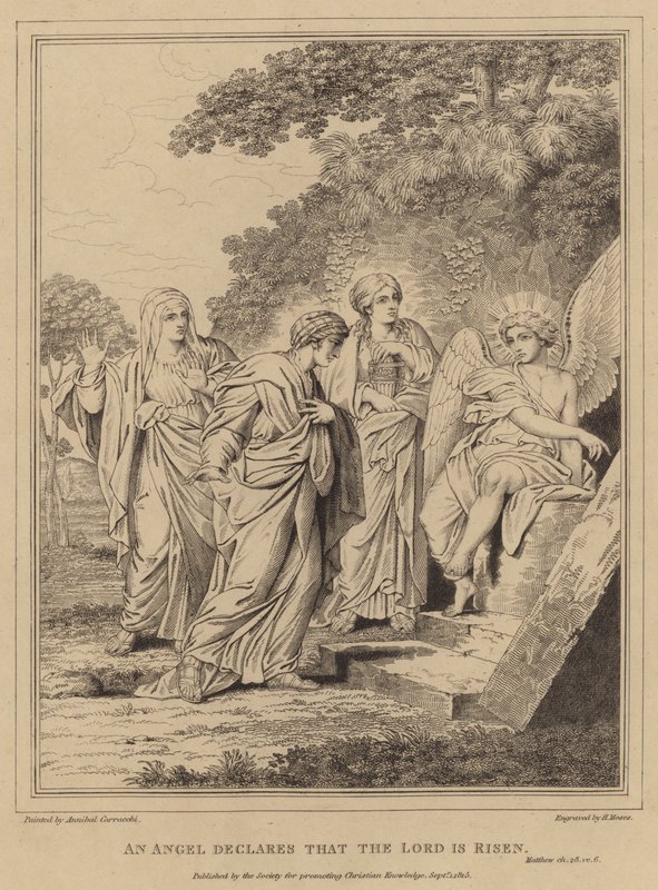 Egy angyal kijelenti, hogy az Úr feltámadt, Máté alkotó: Annibale after Carracci