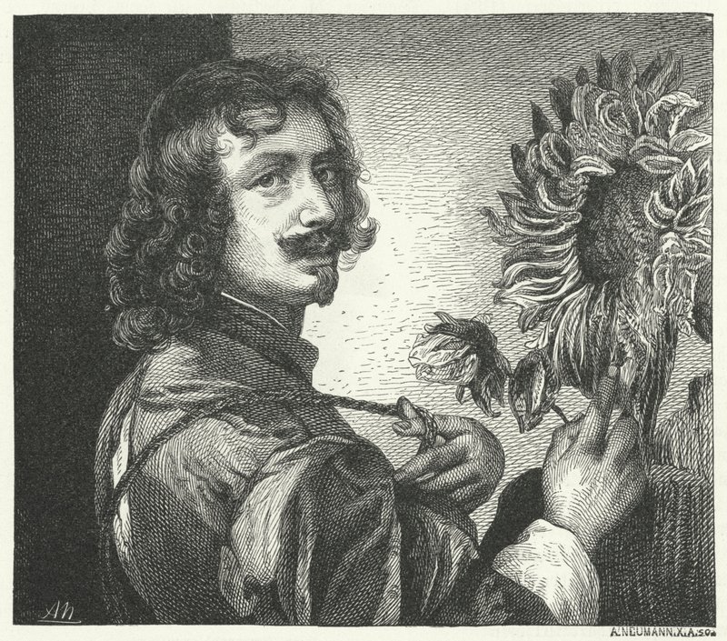Anthony Van Dyck flamand barokk művész önarcképe (metszet) alkotó: Anthony van (after) Dyck