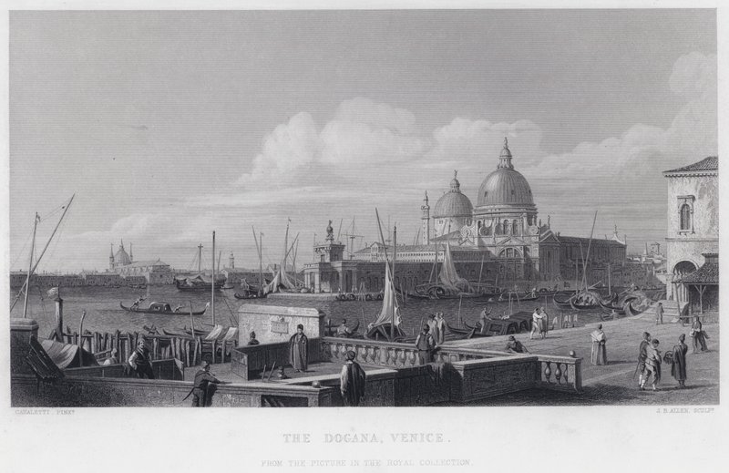 A Dogana, Velence (metszet) alkotó: Antonio (after) Canaletto
