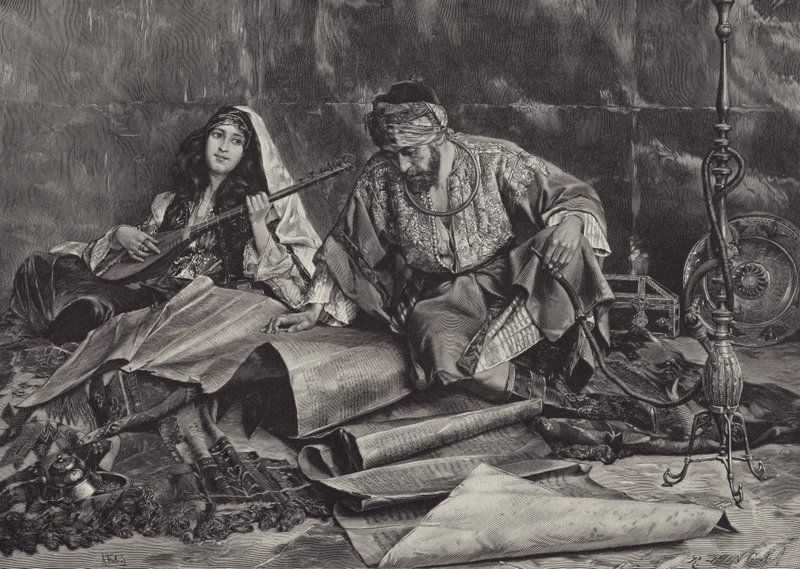 A szultán kedvenc dala (metszet) alkotó: Antonio Maria Fabres y Costa