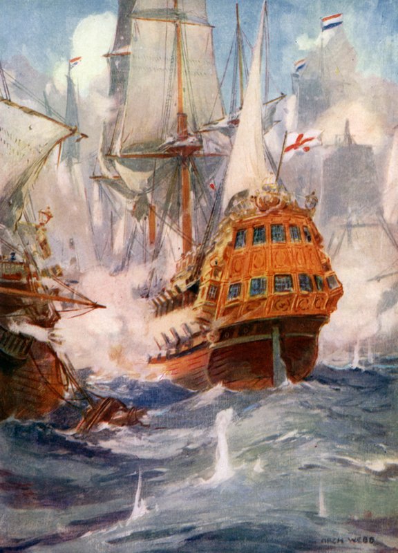 Robert Blake és Van Tromp admirális alkotó: Archibald Bertram (after) Webb