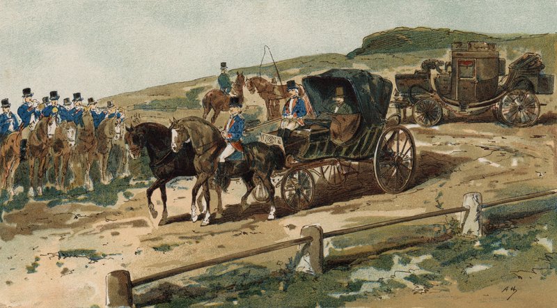 Postilions, kocsi és postakocsi, Hollandia, 19. század alkotó: Armand Jean Heins