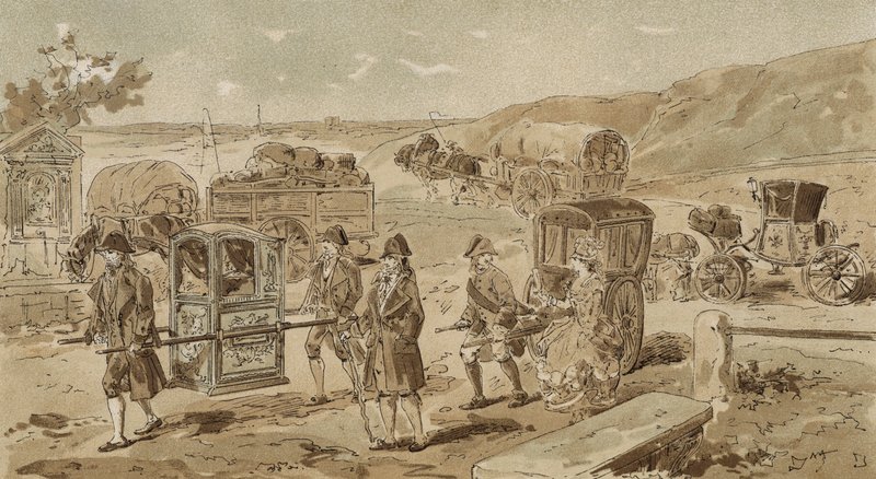 Szedán szék, nehéz szekér, vinaigrette és kupé, osztrák Hollandia, 18. század alkotó: Armand Jean Heins