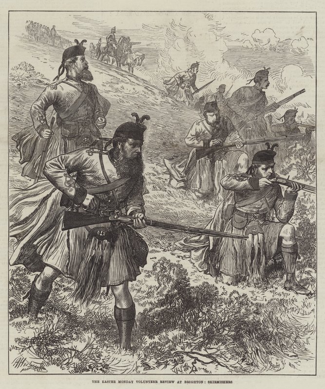 A húsvét hétfői önkéntes szemle Brightonban, Skirmishersben alkotó: Arthur Hopkins