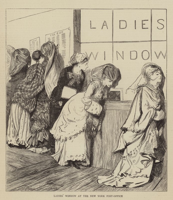 Női ablak a New York-i postán alkotó: Arthur Boyd Houghton
