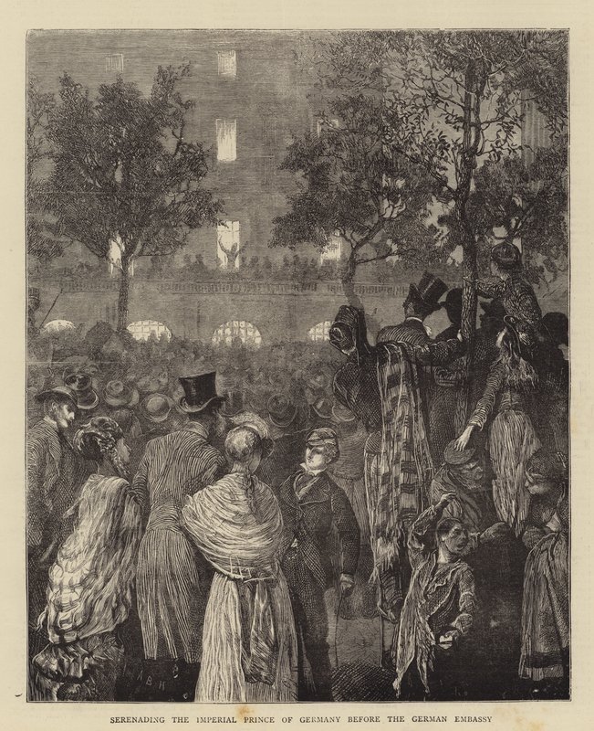 Németország császári hercegének szerenádozása a német nagykövetség előtt alkotó: Arthur Boyd Houghton