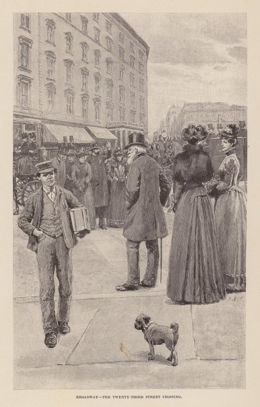 Broadway, A huszonharmadik utcai kereszteződés (metszet) alkotó: Arthur Burdett Frost