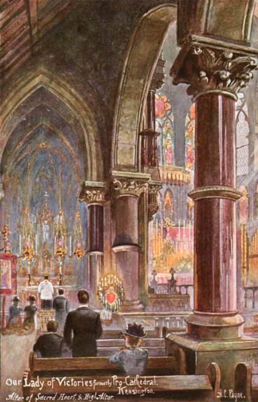 Győzelmek Boldogasszonya, Kensington, London (színes litó) alkotó: Arthur Charles (after) Payne