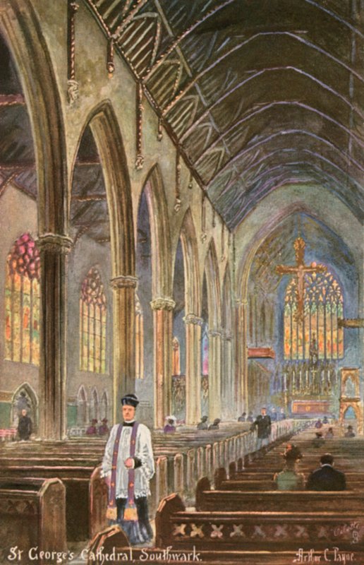 Szent György-székesegyház, Southwark, London (színes litó) alkotó: Arthur Charles (after) Payne