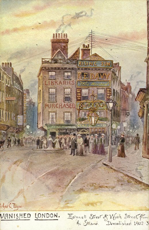 Eltűnt London - Holywell Street és Wych Street, a Strandről alkotó: Arthur Charles Payne