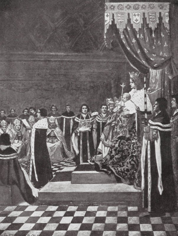VI. Henrik megnyitja a parlamentet édesanyjával (litográfia) alkotó: Arthur David (after) McCormick
