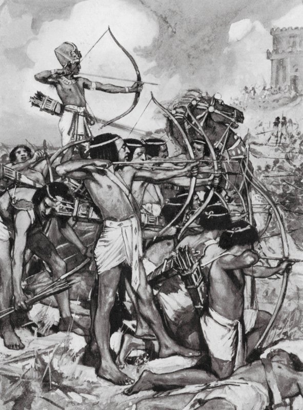 III. Thotmesz a szíriaiakra támad, XVIII. dinasztia (litográfia) alkotó: Arthur David (after) McCormick