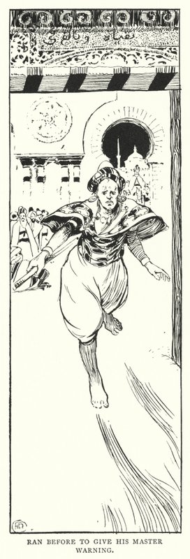 Előtte futott, hogy figyelmeztesse mesterét (metszet) alkotó: Arthur David McCormick